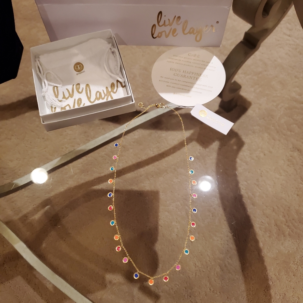 Gorjana Gold Multi-Color Bezel Station Necklace